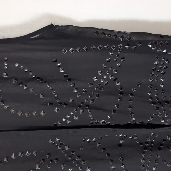 🍉 Sans Souci Sheer Black Studded Sleeveless Button Up Size Medium - Picture 3 of 5